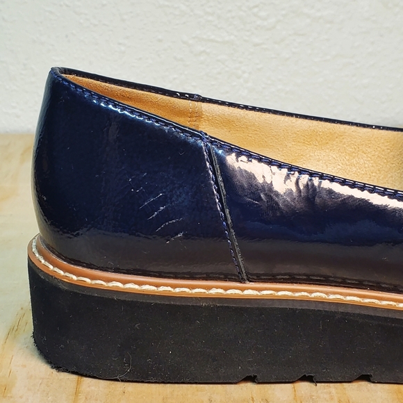Naturalizer Navy Blue Patent Leather Platform Loafers Size 8 - Picture 16 of 16